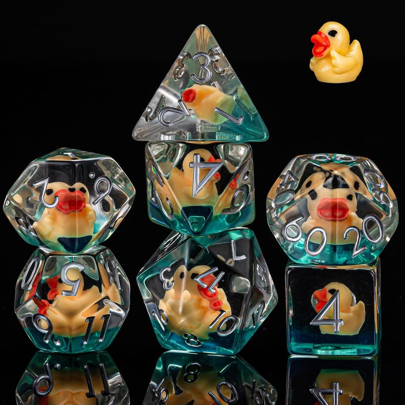 weyano Resin D&D Dice Set, 7pcs Polyhedral Dice (D4, D6, D8, D10, D12, D20, D%) for Dungeons and Dragons, RPG, MTG (Yellow Duck) for Ages 15 and Up - Image 4